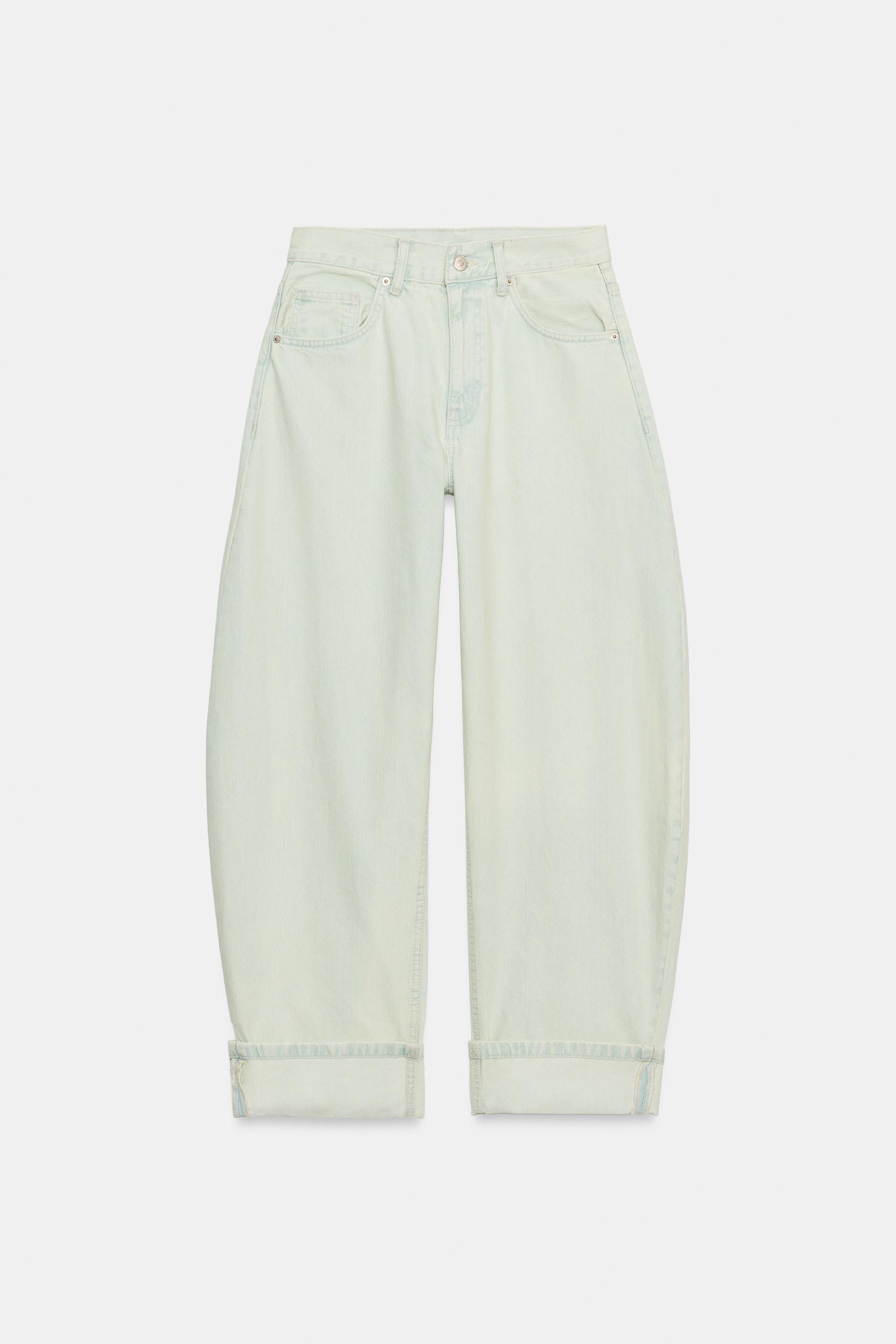 JEAN BARREL À REVERS DENIM TRF TAILLE MI-HAUTE